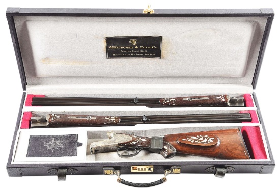 (C) SIMSON SIDE BY SIDE SHOTGUN HANDSOMELY ADORNED WITH BONE AND EXTENSIVE CARVING, TWO BARREL SET (
