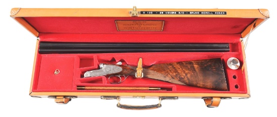 (M) ENGRAVED ABBIATICO & SALVINELLI SIDE BY SIDE SHOTGUN WITH CASE.