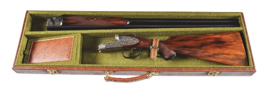 (M) ENGRAVED FRANCHI MONTE CARLO SIDE BY SIDE SHOTGUN WITH CASE.