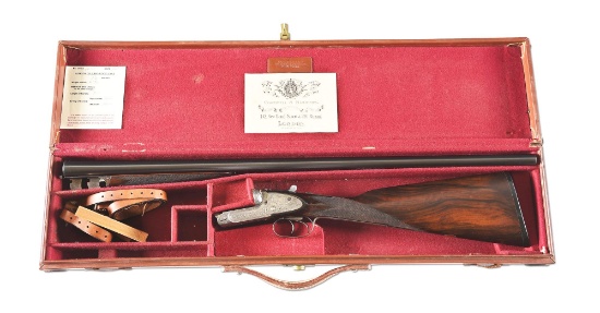 (A) COGSWELL AND HARRISON SIDE BY SIDE SIDELOCK 12 GAUGE SHOTGUN.
