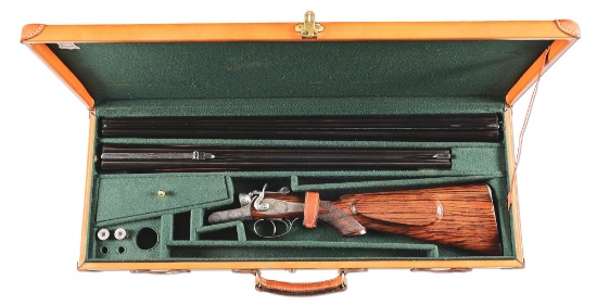 (C) FERLIB BEST HAMMER SIDELOCK SXS 2 BARREL SET 9.3X74R / 20 BORE WITH CASE.