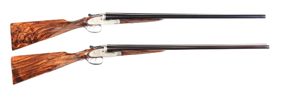 (C) LOT OF 2: MAHILLON BEST QUALITY SIDE LOCK SHOTGUNS PAIR