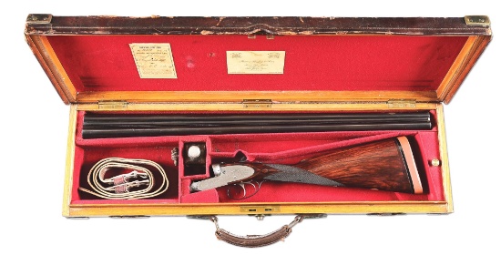 (C) JAMES PURDEY SLE SIDE BY SIDE 12 GAUGE SHOTGUN WITH CASE.