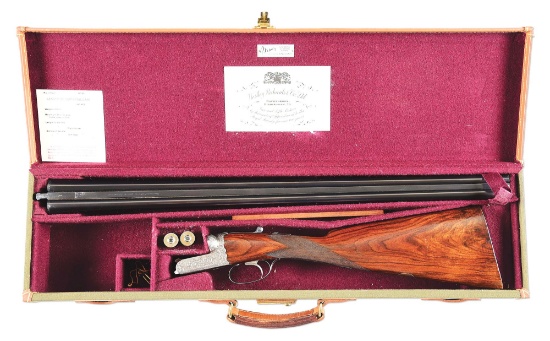 (C) WESTLEY RICHARDS DROPLOCK 12 BORE SIDE BY SIDE SHOTGUN WITH CASE.