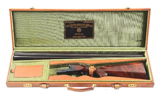 (C) WINCHESTER MODEL 21 SIDE BY SIDE SHOTGUN WITH CASE.