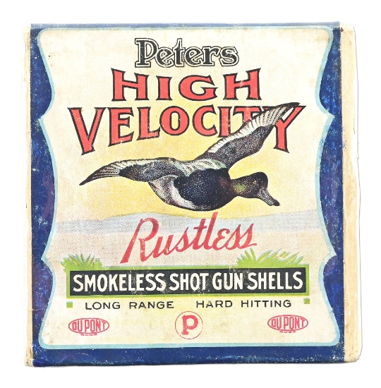 FULL VINTAGE PETERS HIGH VELOCITY "BLUE BILL" SHOT SHELL BOX
