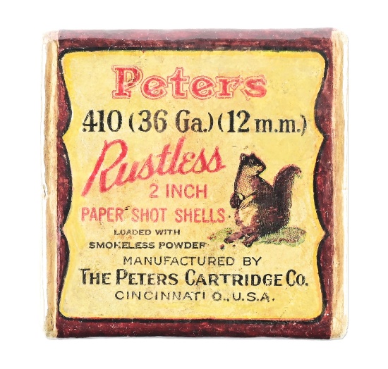 VINTAGE PETERS RUSTLESS .410 SHOT SHELLS BOX