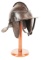 17TH CENTURY LOBSTER TAIL POT HELMET WITH STAND.