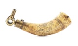 ENGRAVED FRENCH AND INDIAN WAR NEW YORK MAP POWDER HORN.