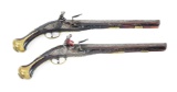 (A) PAIR OF FRENCH STYLE FLINTLOCK PISTOLS.