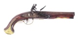 (A) BRASS MOUNTED ENGLISH OFFICER PISTOL BY WILSON.