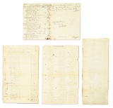 LOT OF 4 CONNECTICUT DOCUMENTS RELATED TO SUPPLIES, BLANKETS, AND RUM.