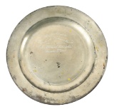 18TH CENTURY PEWTER CHARGER ENGRAVED TO SAMUEL MORRIS.
