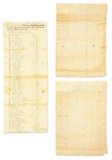 LOT OF 3: MASSACHUSETTS REVOLUTIONARY WAR DOCUMENTS: ALARM LIST WITH WEAPONS, MEDICAL CHEST, ORDNANC