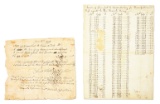LOT OF 2: REVOLUTIONARY WAR RECEIPT OF USE OF HORSE AND FLOUR TO FRENCH ARMY.