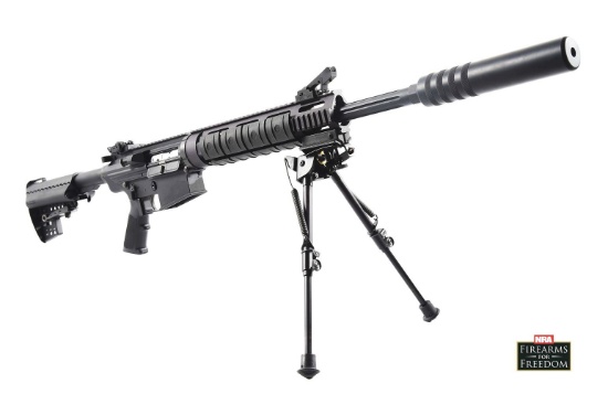 (N) DPMS LR-308 SEMI-AUTOMATIC RIFLE WITH ELITE IRON BRAVO1 SILENCER (SILENCER).