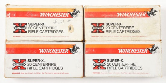 LOT OF 4: BOXES OF .356 WINCHESTER AMMUNITION.