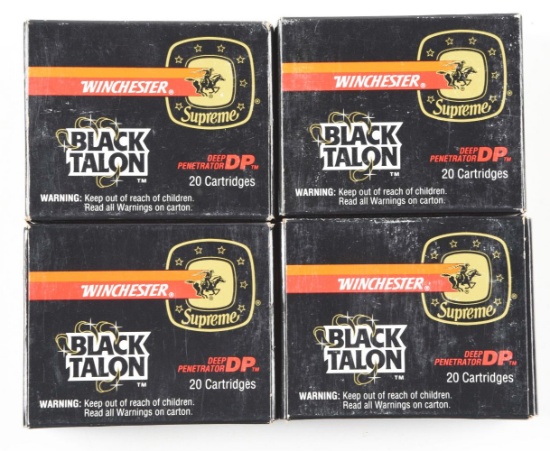 LOT OF 4: BOXES OF WINCHESTER BLACK TALON .45 ACP AMMUNITION.