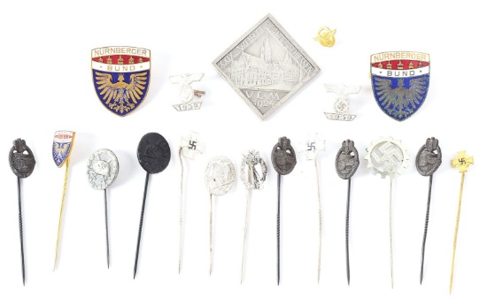 LOT OF 19: THIRD REICH STICK PINS