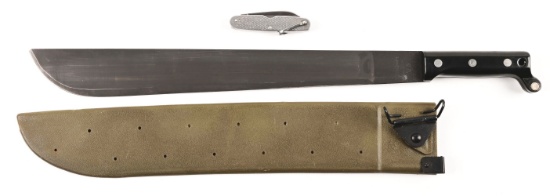 LOT OF 2: 1969 US CAMILLUS POCKET KNIFE AND US ONTARIO MANCHETTE.