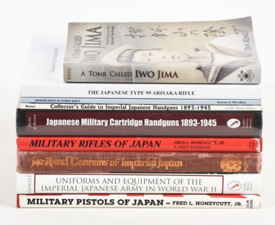 LOT OF 9: JAPANESE FIREARMS AND MILITARIA REFERENCE BOOKS.
