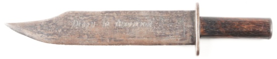 CONFEDERATE TRIBUTE BOWIE KNIFE WITH "DEATH TO ABOLITION".