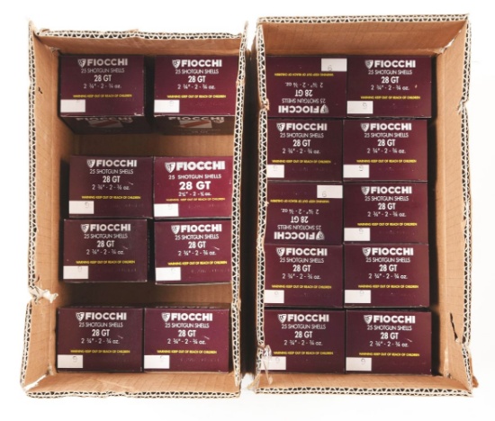 LOT OF 2: CASES OF FIOCCHI 28 GAUGE AMMUNTION.