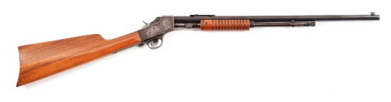 (C) STEVENS MODEL 70 VISIBLE LOADER SLIDE ACTION RIFLE.