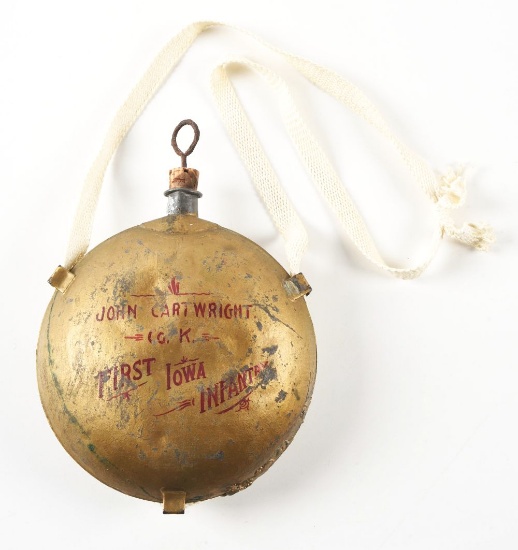 US PAINTED CANTEEN OF JOHN CARTHWRIGHT CO. K, FIRST IOWA INFANTRY.