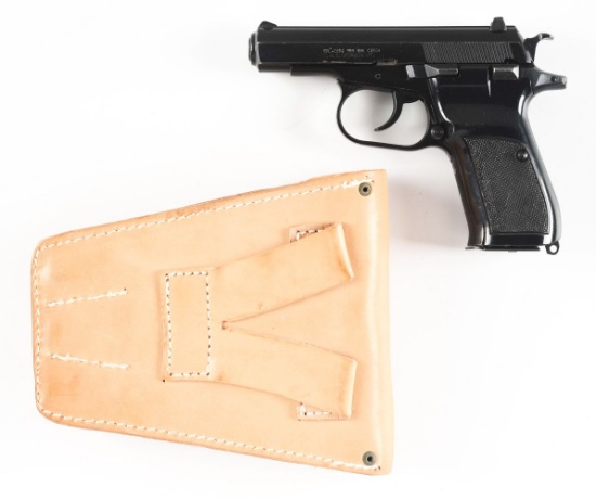 (C) CZ MODEL 82 SEMI-AUTOMATIC PISTOL WITH HOSLTER.