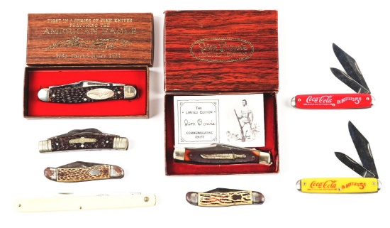 LOT OF 8 FOLDING KNIVES.