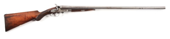 (A) WILLIAM MOORE SIDE BY SIDE HAMMER SHOTGUN.