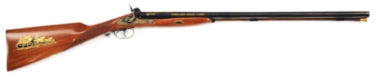 (A) US HISTORICAL SOCIETY OVERLAND STAGE LINE PERCUSSION SIDE BY SIDE SHOTGUN.