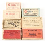 LOT OF 7: BOXES OF VINTAGE PISTOL AMMUNITION.