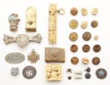 LARGE LOT OF FRATERNAL SWORD PARTS AND OTHER MEDALS.