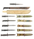 LOT OF 7: U.S. M4 & M5 PATTERN BAYONETS WITH MACHETE.