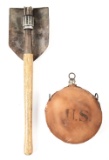 LOT OF 2: US CANTEEN AND TRENCH SHOVEL.