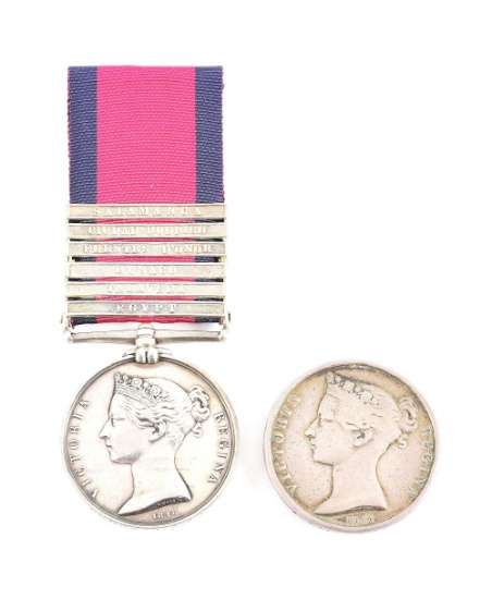 LOT OF 2: NAMED BRITISH MILITARY GENERAL SERVICE MEDALS 1793-1814, 1 WITH 6 CLASPS.