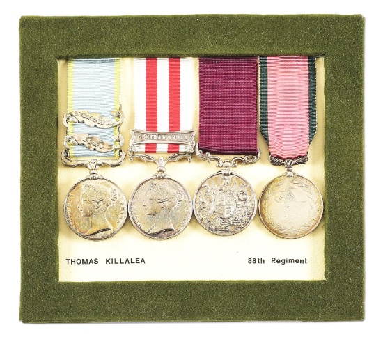 BRITISH CRIMEAN WAR MEDAL BAR WITH INDIAN MUTINY MEDAL, 88TH FOOT CONNAUGHT RANGERS.