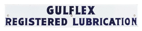 GULFLEX REGISTERED LUBRICATION EMBOSSED PORCELAIN SERVICE STATION SIGN.