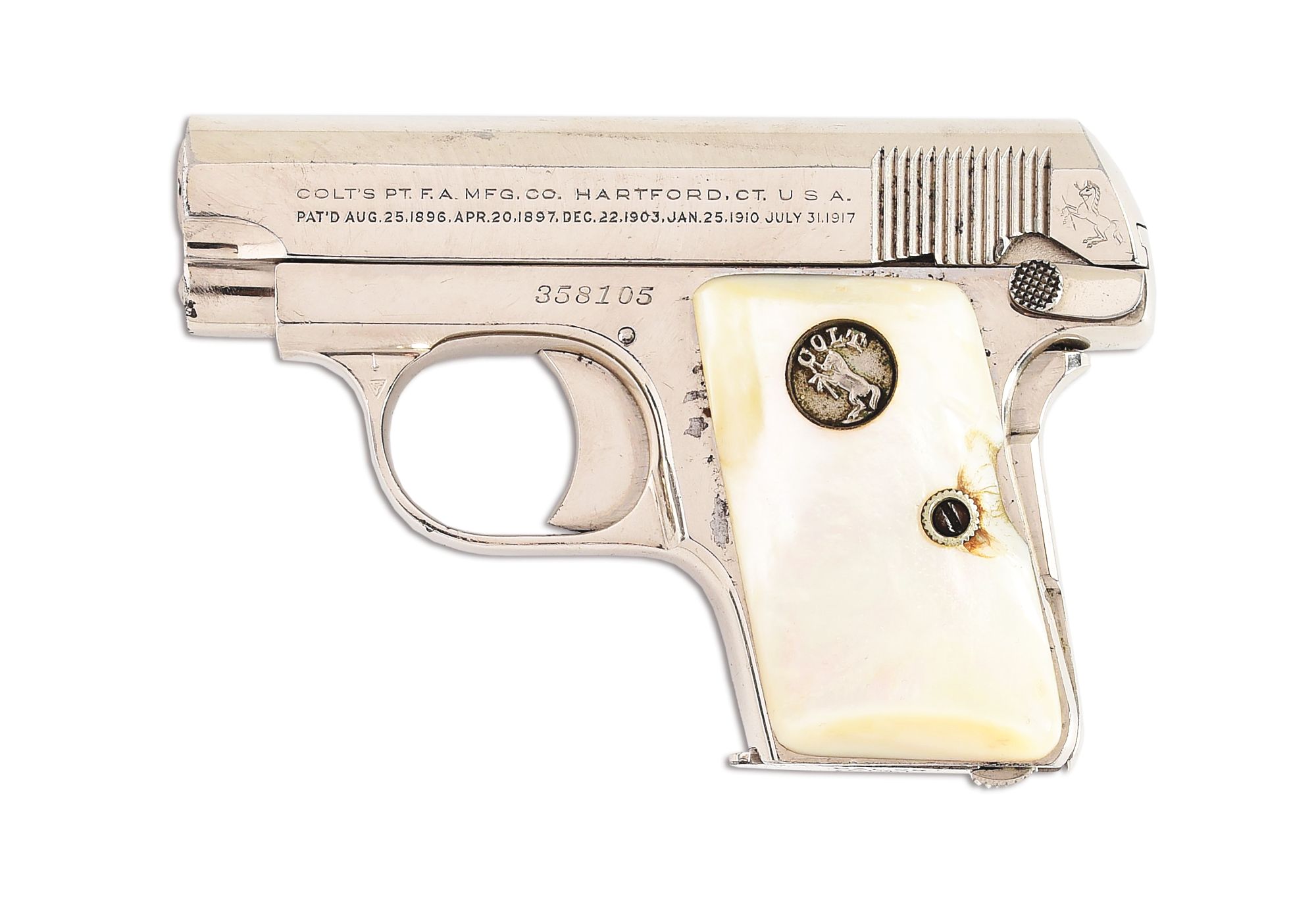 希少 ラビット ビニールドール メタルタグ付 1950s USA C) NICKEL PLATED COLT MODEL 1908 VEST POCKET | Proxibid