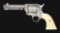 (A) SUPERB WESTERN SHIPPED COLT SINGLE ACTION ARMY WITH HELFRICHT ENGRAVING, CHECKERED IVORY GRIPS,