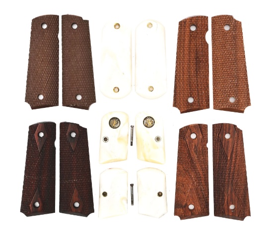 LOT OF 7: GRIPS FOR COLT SEMI-AUTOMATIC PISTOLS.