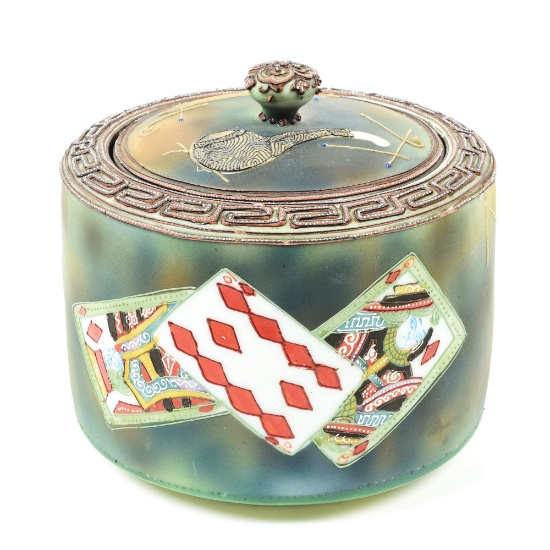 GAMBLERS LIDDED TOBACCO HUMIDOR.