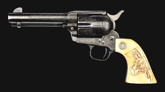(C) FACTORY KORNBRATH ENGRAVED COLT SINGLE ACTION ARMY REVOLVER OF FAMOUS WESTERN STAR BUCK JONES, W