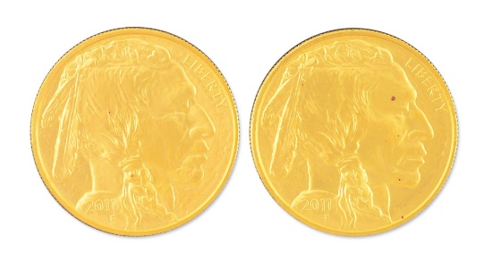 LOT OF 2: 2011 $20 GOLD BUFFALO COINS.