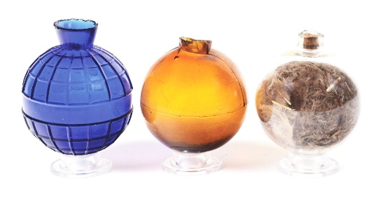 LOT OF 3 GLASS "BOGARDUS" TARGET BALLS.