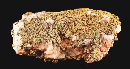 LARGE GOLD NUGGET WITH PINK GOLD QUARTZ