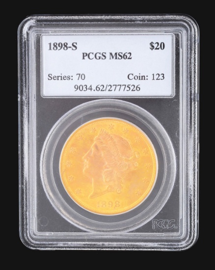 1898S $20 LIBERTY HEAD PCGS MS 62.
