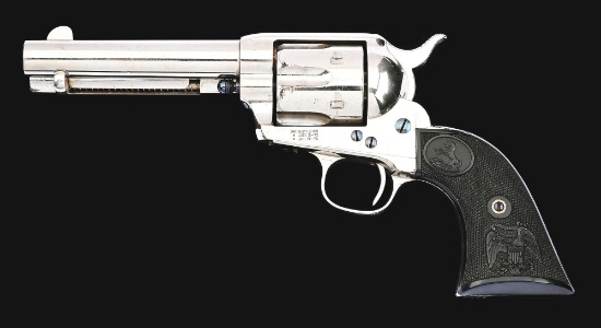 (A) NICKEL PLATED COLT SINGLE ACTION ARMY REVOLVER CARRIED BY SAM J. HIGGENS, DIRECTOR OF THE FIRST